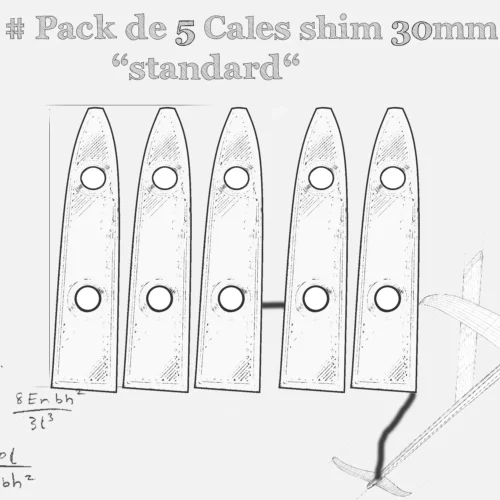 Pack de 5 cales de shim standard pour stabilisateur entraxe 30mm