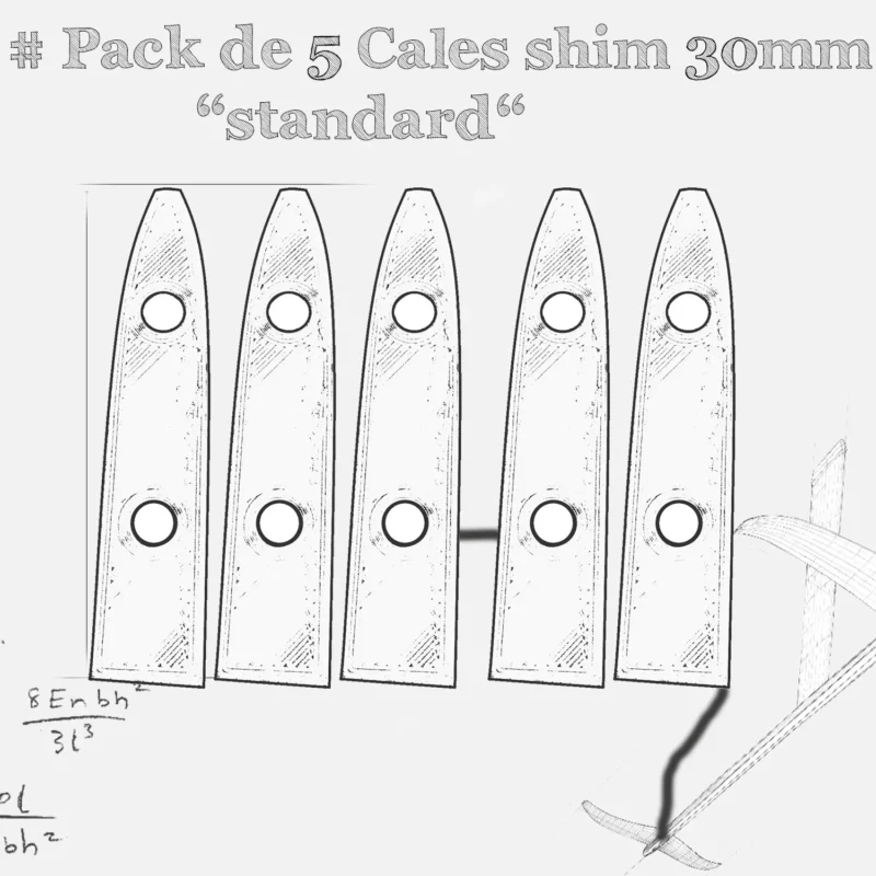 Pack de 5 cales de shim standard pour stabilisateur entraxe 30mm