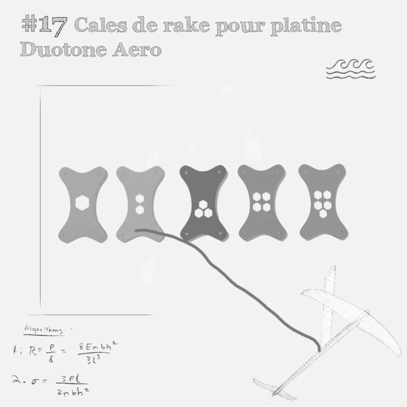 Cale de rake pour pour embase de mat de foil Duotone Aero. 5 valeurs d'angle, incréments 0.5°