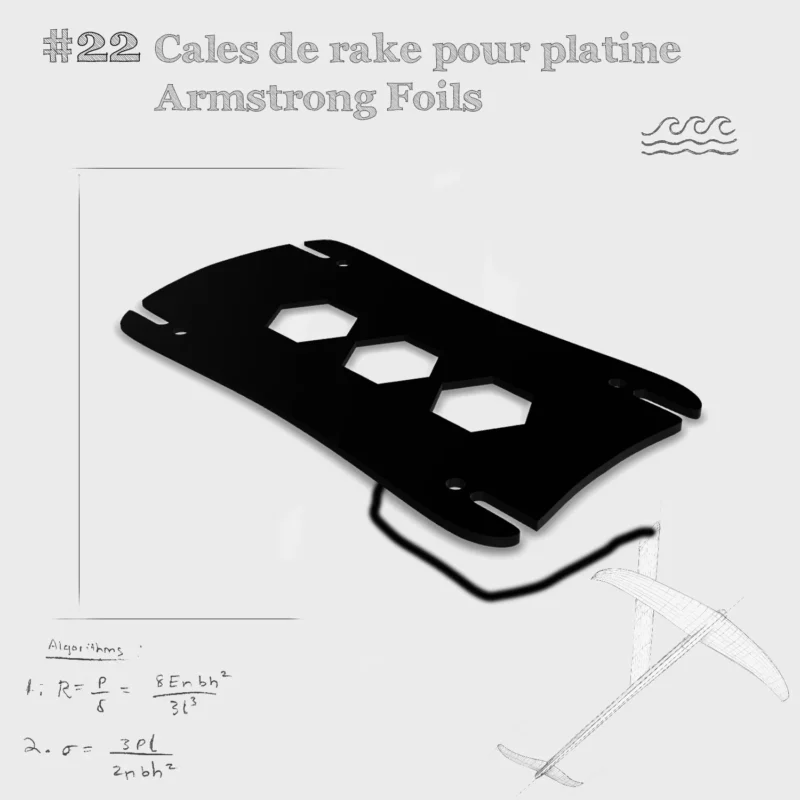 Dessin explicatif de la cale de rake pour embase de foil Armstrong